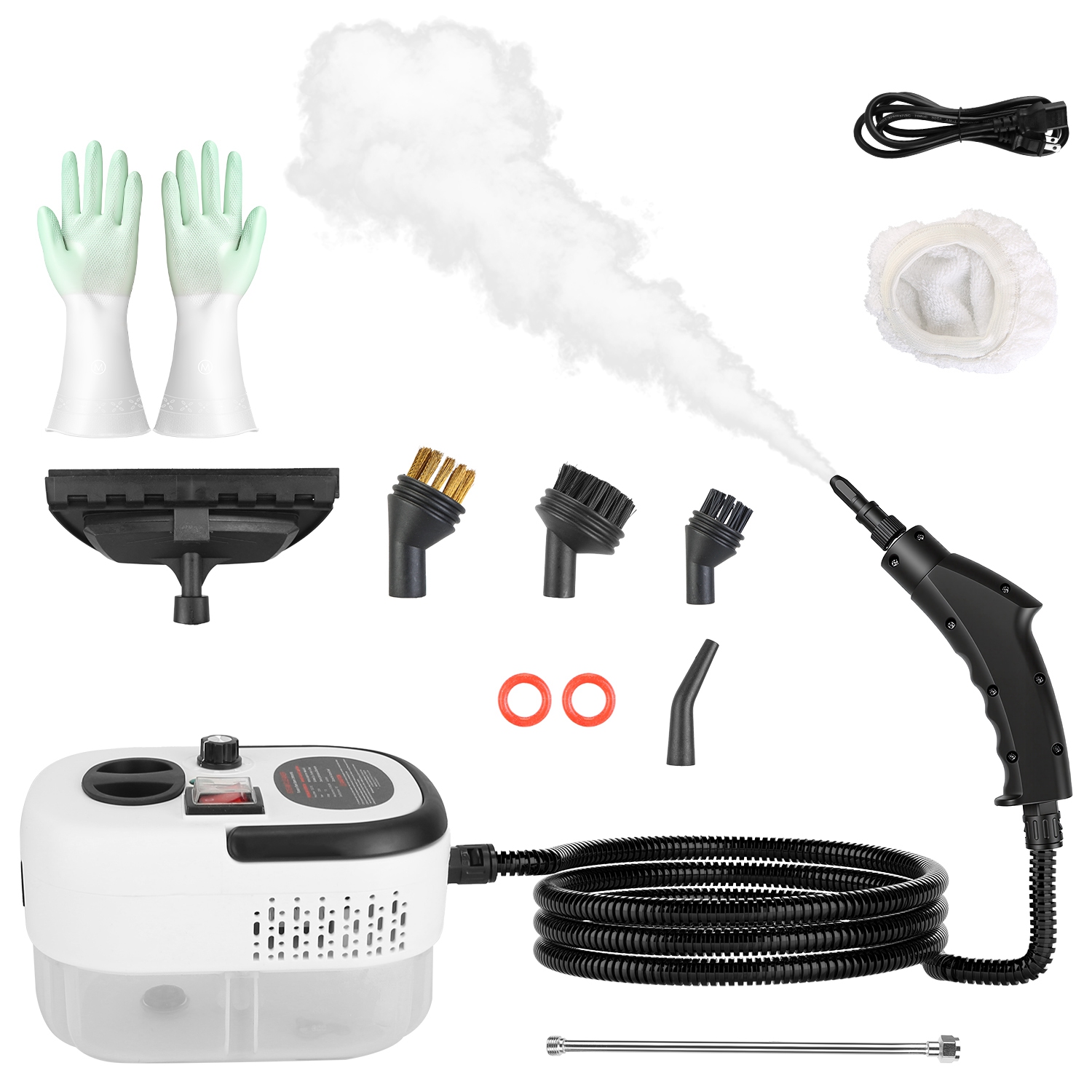 2500W Handheld Steamer Cleaner Multifunctional Little Steamer Powerful High Temp Steam Clean Machine With Gloves For Cleaning Car Detailing Couch Floor Tile Microwave Mattress Bed Bugs Window