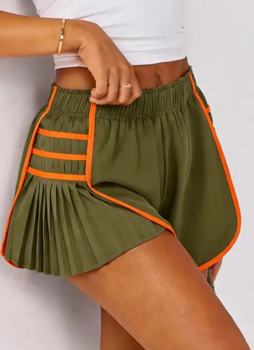 Striped Pleated Casual Shorts