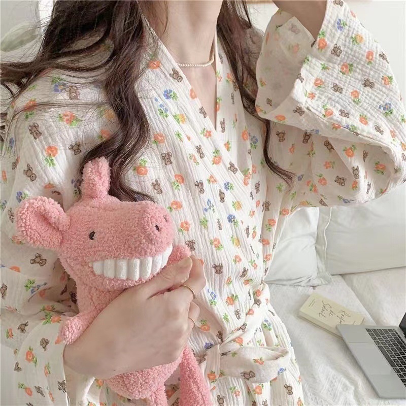 Title 4, Long Sleeve Nightgown Cute Bear Nightdress Wome...