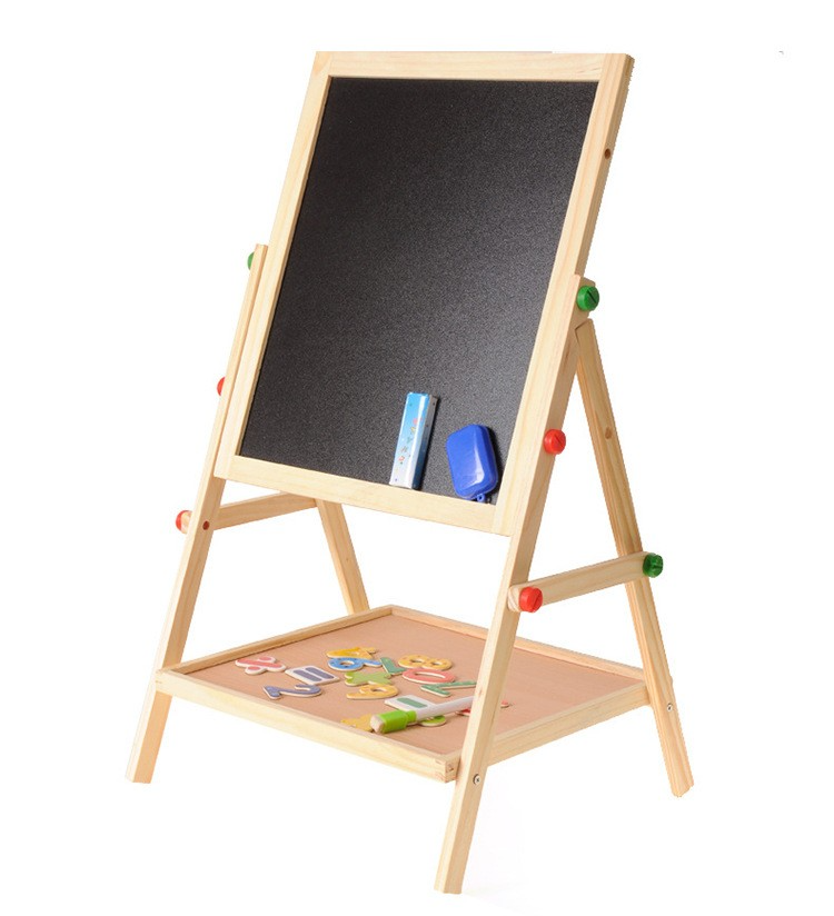 Kids 2 In 1 Wooden Blackboard Whiteboard Children Art Easel Chalk Drawing Board