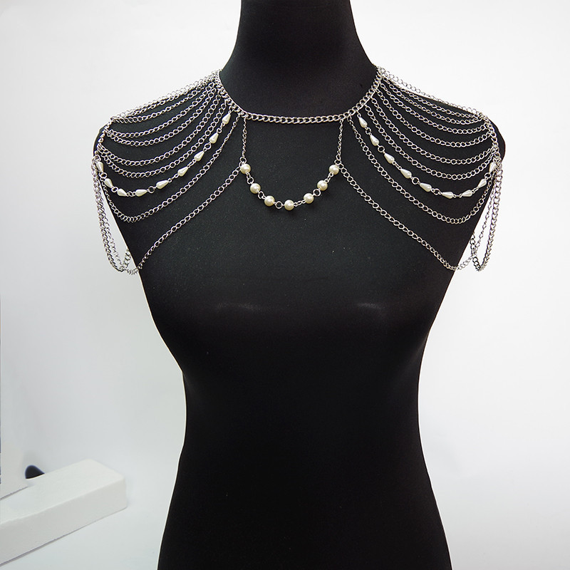 Title 2, White K Pearl Necklace Exaggerated Shoulder Cha...