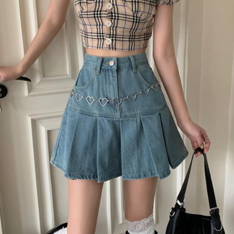 High Waist Was Thin Retro Hong Kong Flavor Pleated A-line Skirt Trend