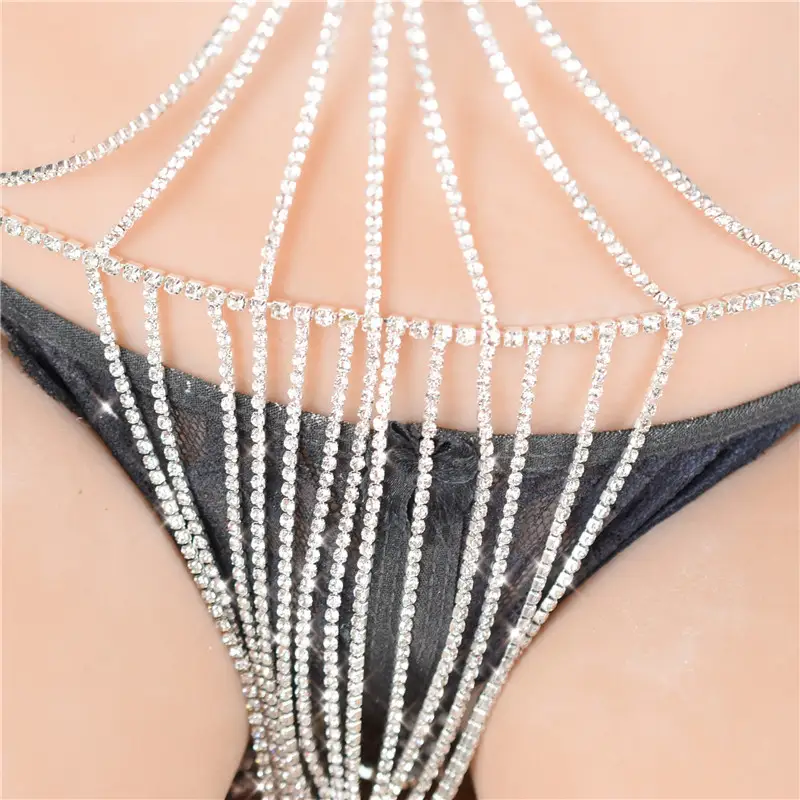 Rhinestone Claw Chain Tassel Body Chain Suit Sex