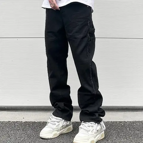 High Street Straight Leg Skinny Jeans Men Black