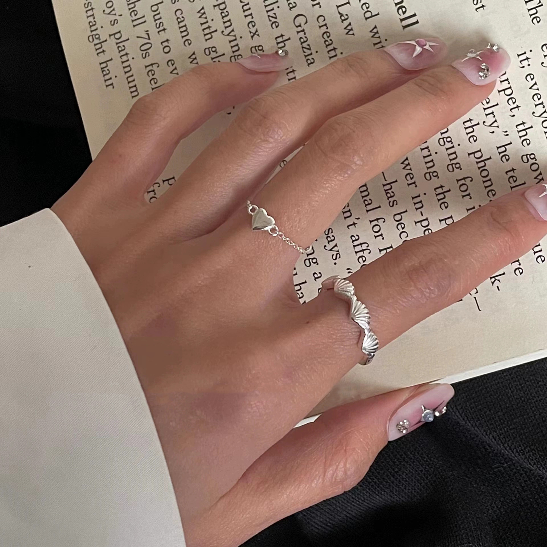 925 Sterling Silver Shell Fashion Ring