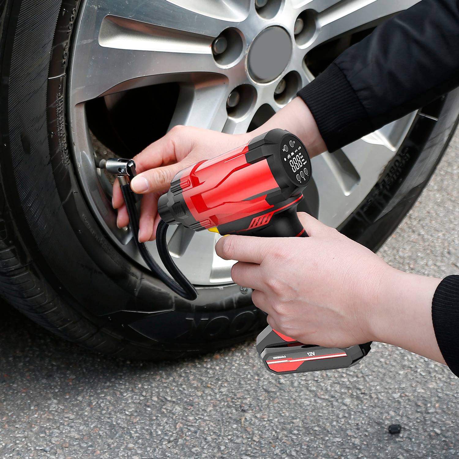 1Pc 150PSI Cordless Car Tire Inflator Rechargeable  2V Portable Electric Air Compressor With LED Light For Car Bike Motorcycle Ball — foto 8