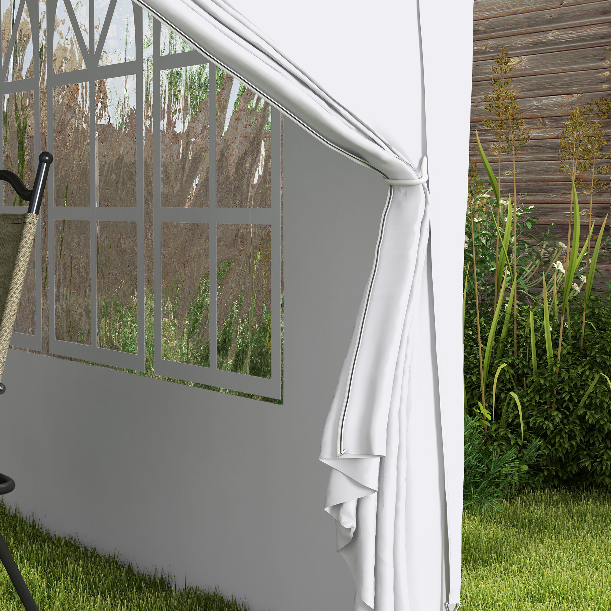 3x3m Pop-Up Gazebo With Curtain Walls And Windows White