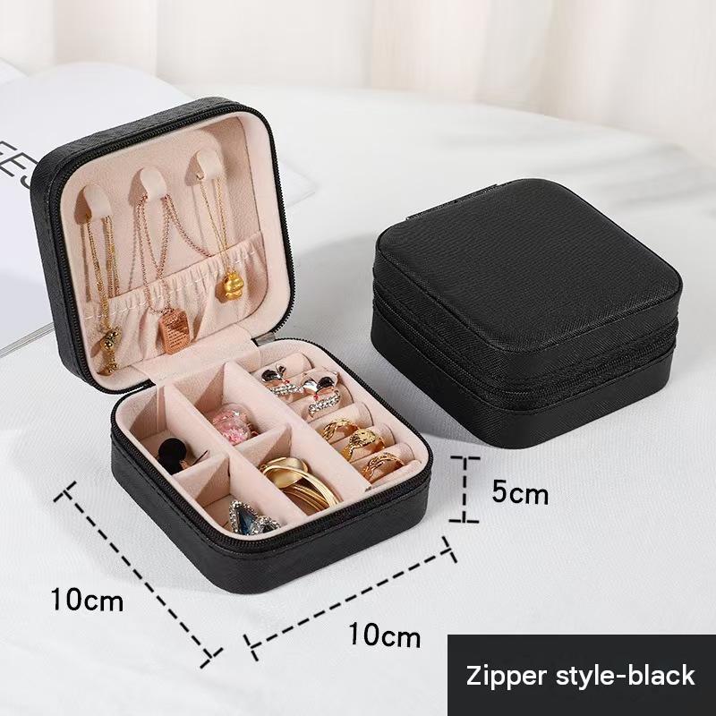 Ready-Made Leather Square Mini Jewelry Box Portable Necklace Storage Box Jewelry Gift Box Ring Jewelry Packaging Box