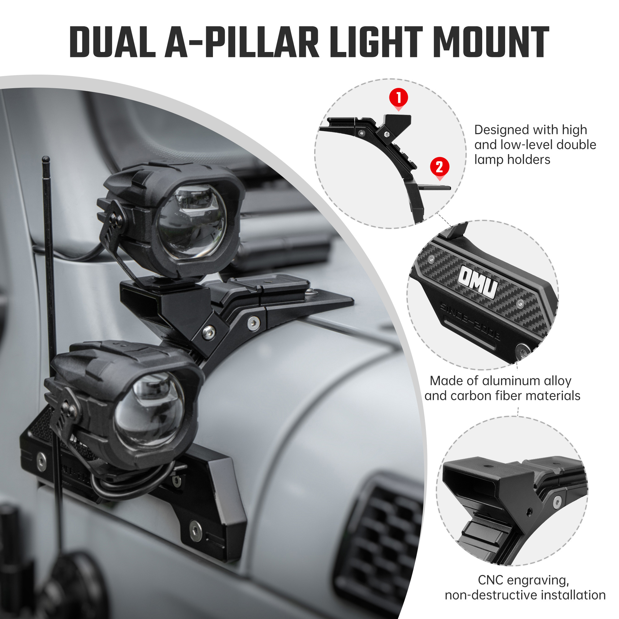 A-Pillar Light For Jeep Wrangler JL Gladiator JT Not For 4xe And 392