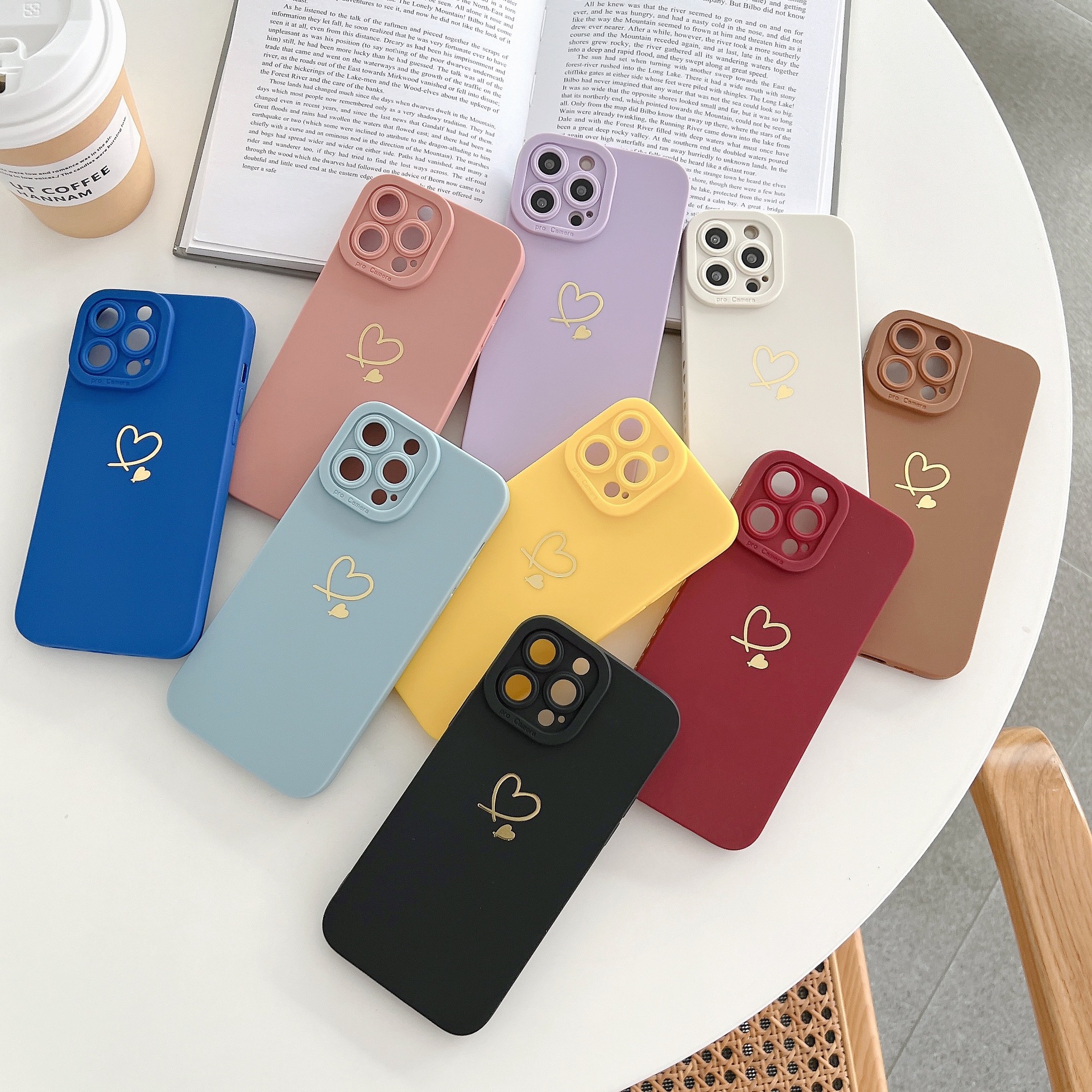 Capa macia com amor, para-choque à prova de choque e capa traseira em silicone
