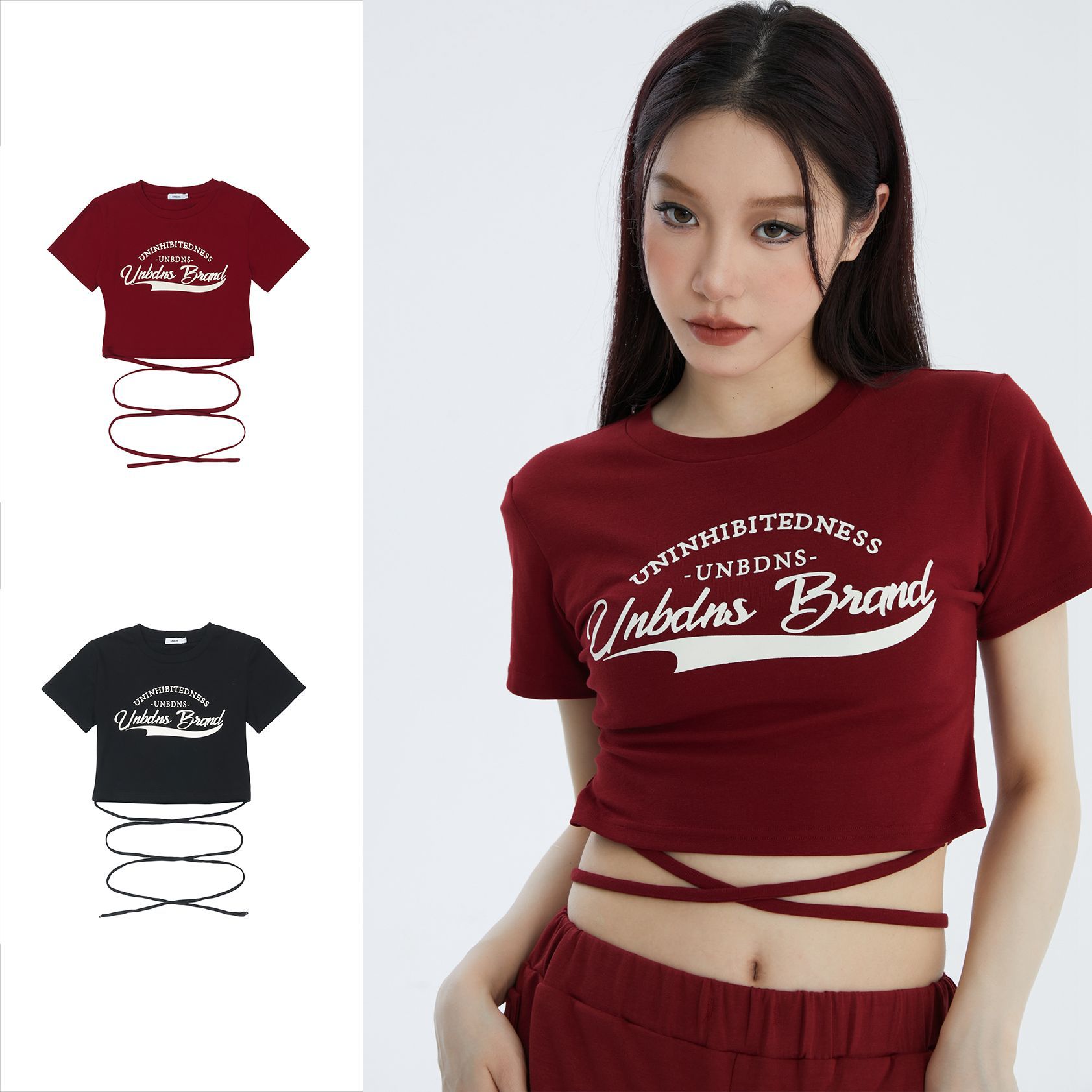 Slimming Special Interest Design Tie Waist Short Sleeve