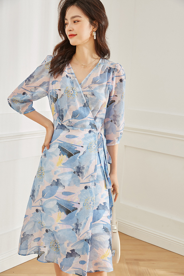 V-Neck Puff-Sleeve Midi Dress, picture 10 of 10