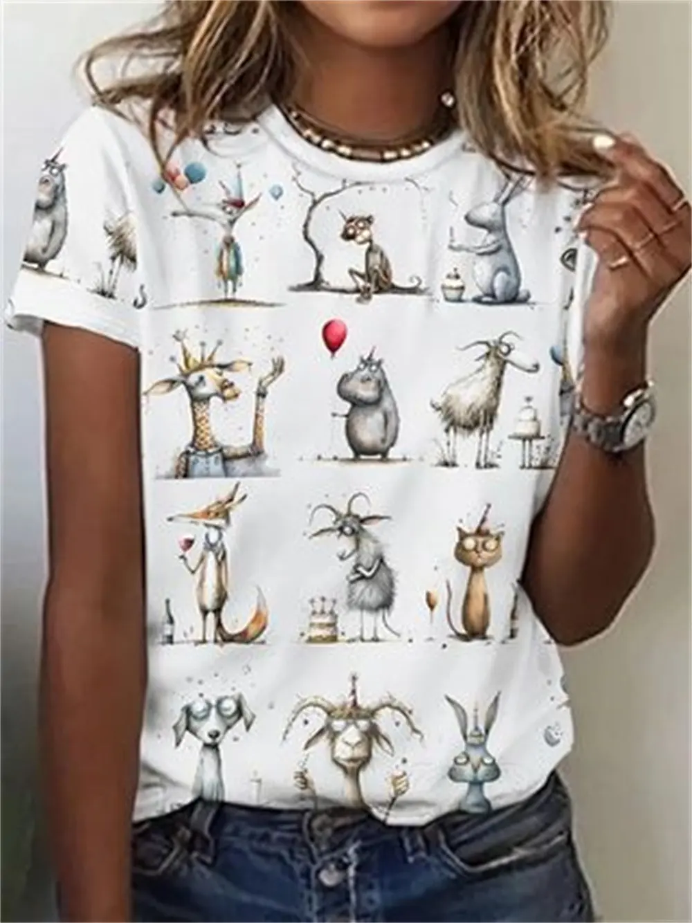 Independent Site Summer Fashion Casual Geometric Simple Women's Tshirt
