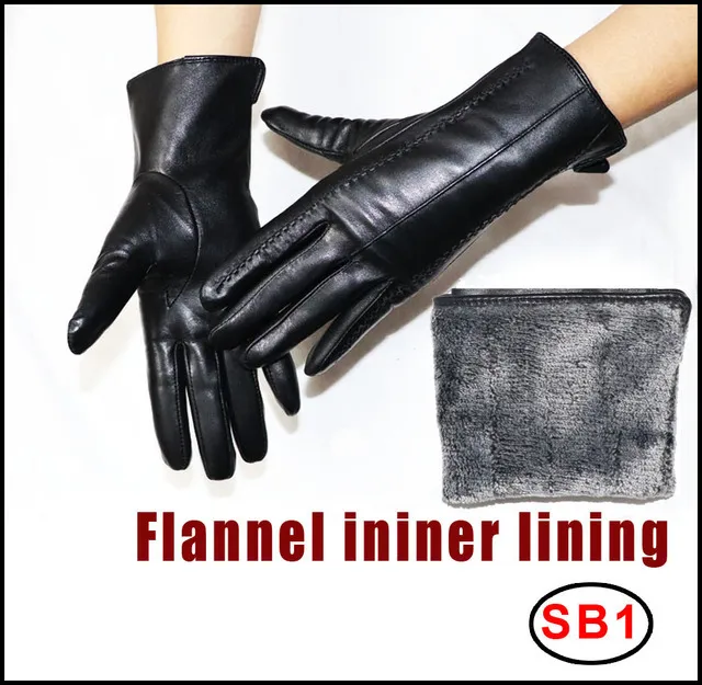 Women's Sheepskin Gloves Winter Warmth Plus Velvet Short Thi Black - Shop at LoveMi