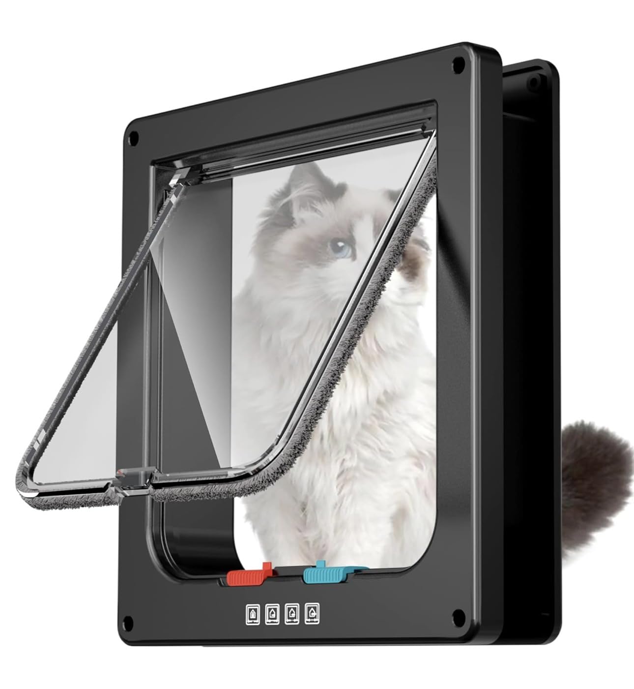 Cat Door For Interior Wall Or Door, Pet Door With Flap For Cats And Small Dogs, Easy DIY Installation On Wood Doors, Glass Doors, Drywall, And Storage Boxes, Reversible Transparent Flap, Indoor Use