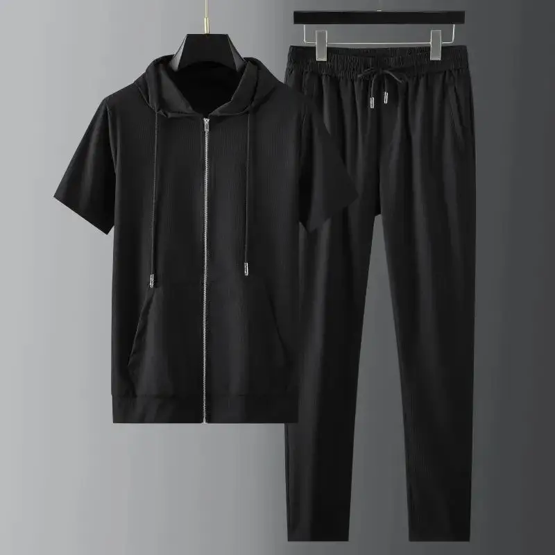 Men's Lightweight Fashion Short Sleeve Trousers Two Piece Set