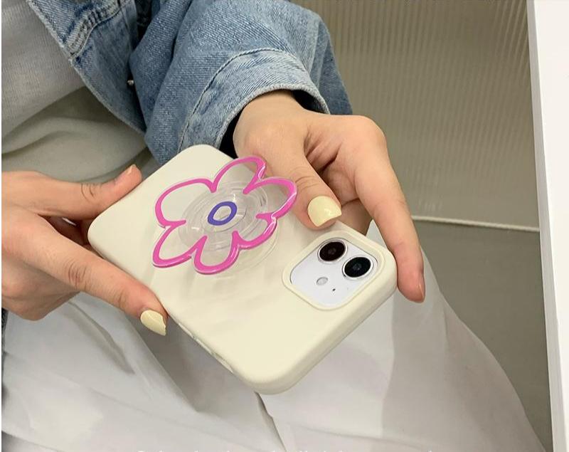 Transparent Hand-painted Flowers Telescopic Phone Holder - Image 4