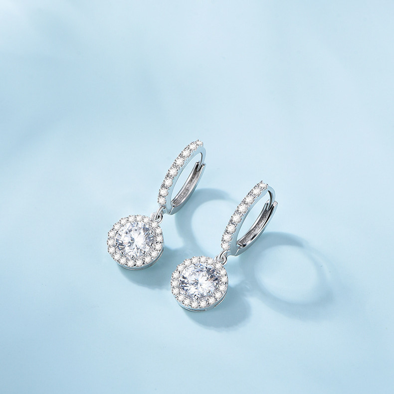 Fashion Sterling Silver Earrings Electroplated Round