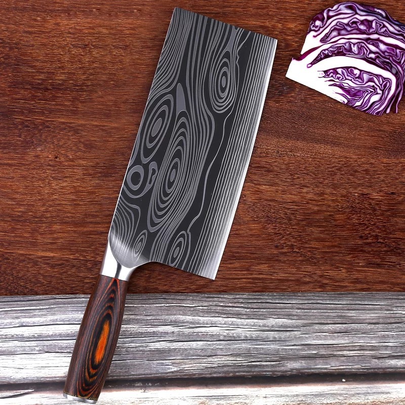 Title 5, Net Red Kitchen Knife Damascus Laser Grain Chef