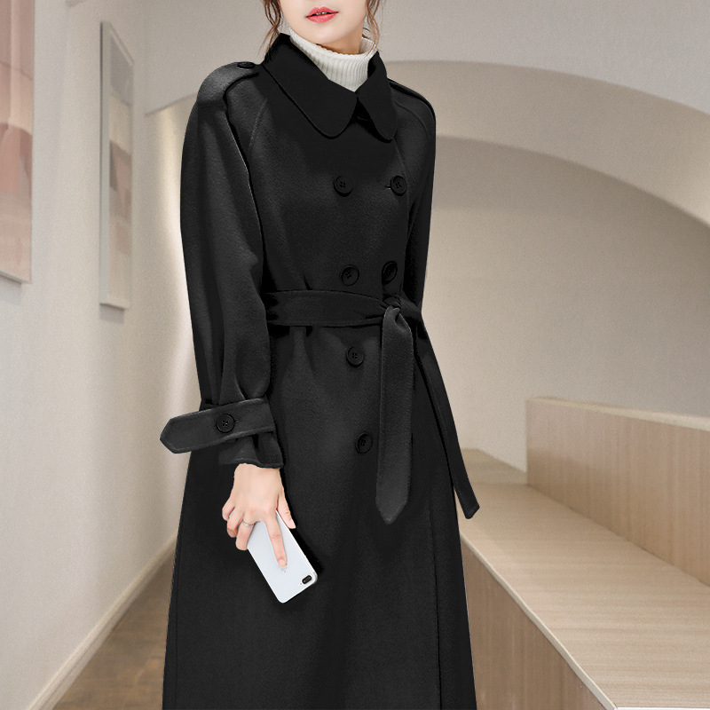 Women's Cashmere Mid-length Over-the-knee Straight High-end Woolen Coat