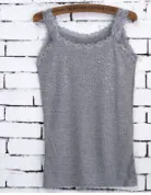 Lace Edge Starry Hot Drilling Tank Top Small Slip Top Gray - Shop at LoveMi
