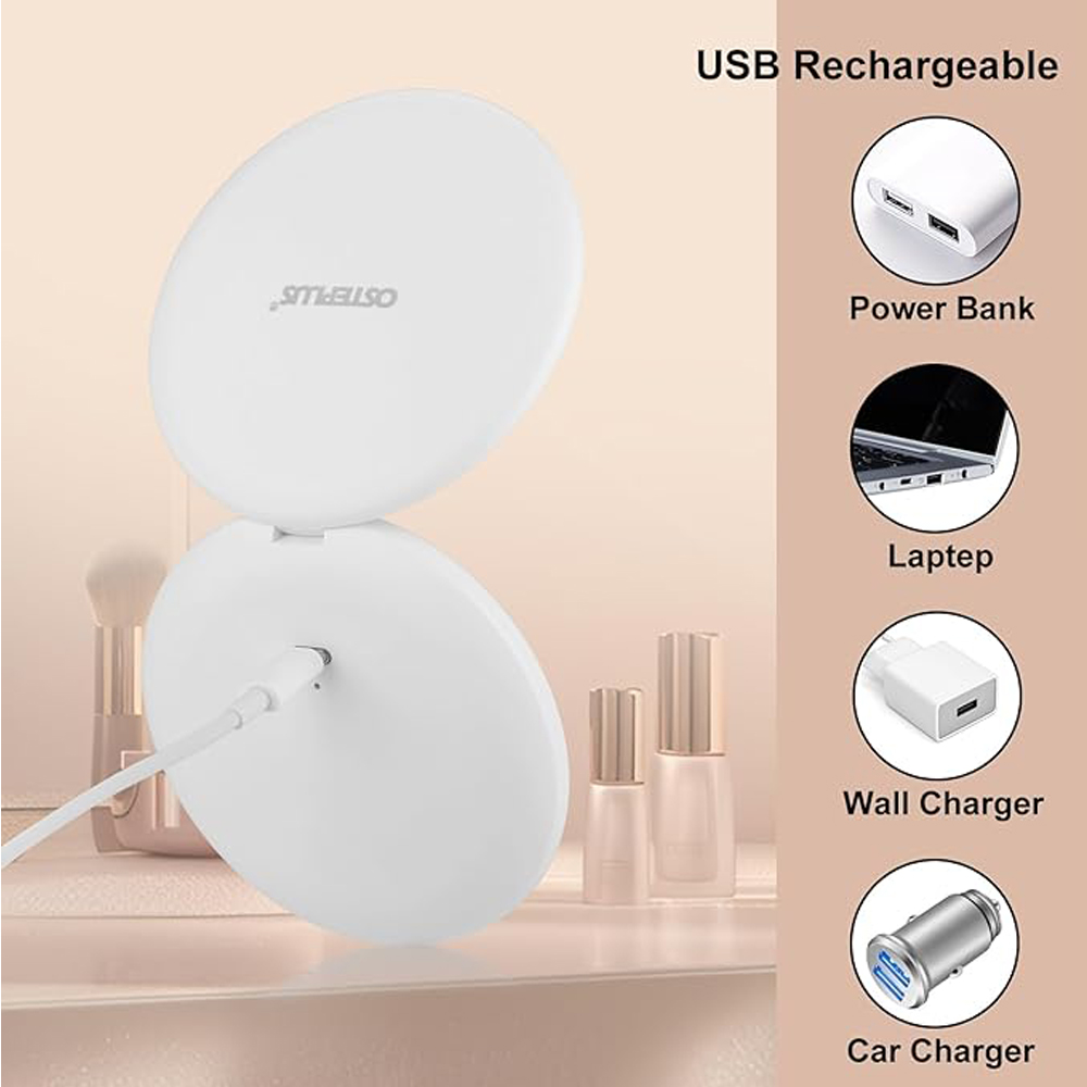 Travel Makeup Mirror With LED Light,  Magnifying Mirror With Light Perfect Wife Birthday Gift Ideas, 3.5 Inches 2 Side Compact Mirror Portable For Handbag, Purse, Pocket