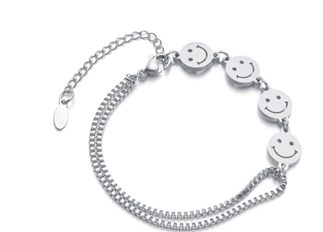 Bracelet Stitching Box Chain Smiley Face Pendant Bracelet Creative Personality