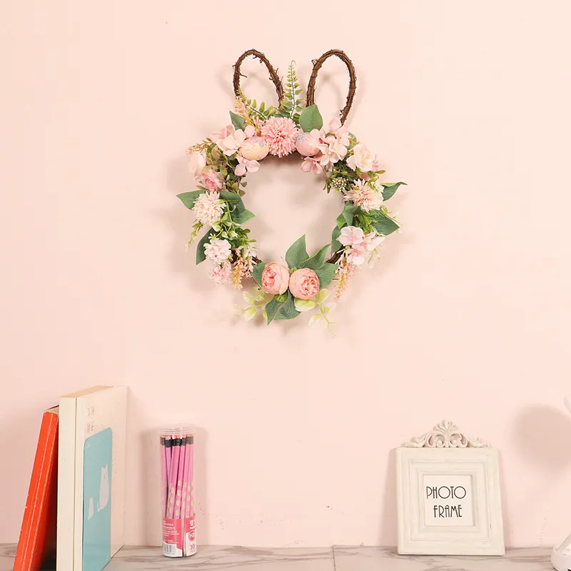 Easter Egg Simulation Wreath Easter Chrysanthemum Rabbit Modeling Decorative Pendant – image 3