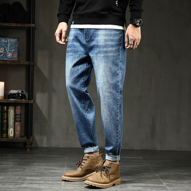 Title 4, Jeans Uomo Loose Plus Size Pantaloni Harem Elas...