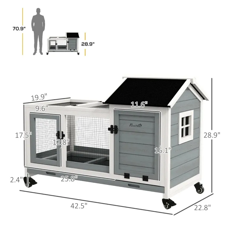 Wooden Rabbit Hutch With Wheels