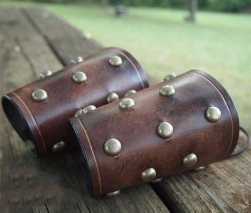 European Medieval Warrior PU Leather Rivet Wrist Brace