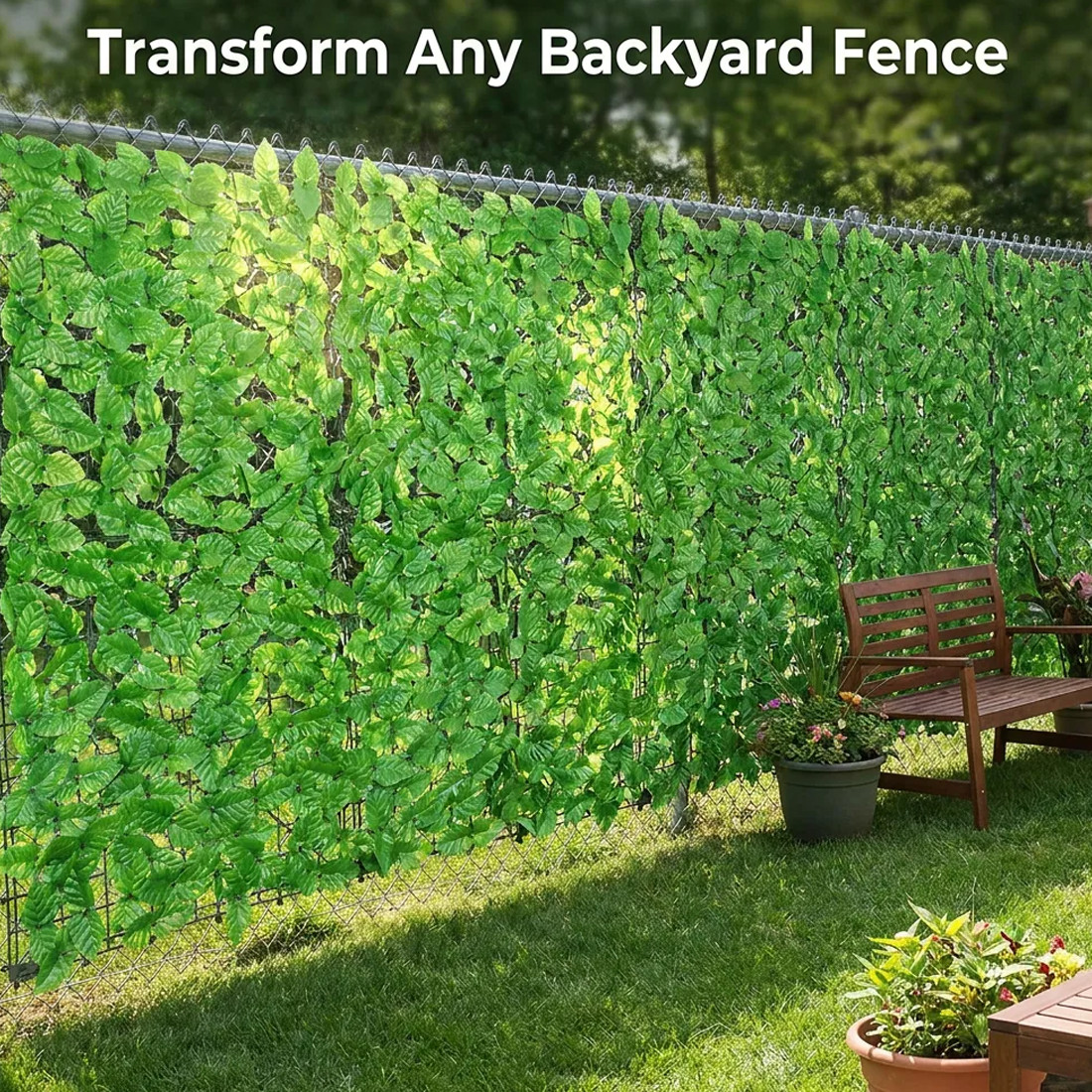 Artificial Hedge Fake Ivy Leaf Garden Fence Privacy Screening Roll Wall Panel — image 5
