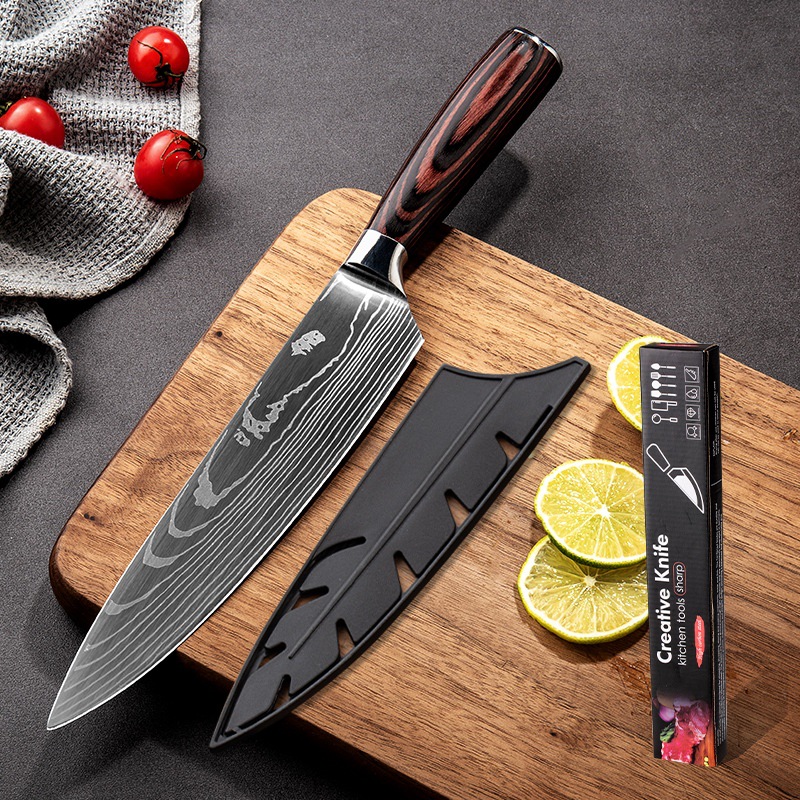 Title 7, Stainless Steel Chef Damascus Grain Kitchen Knife