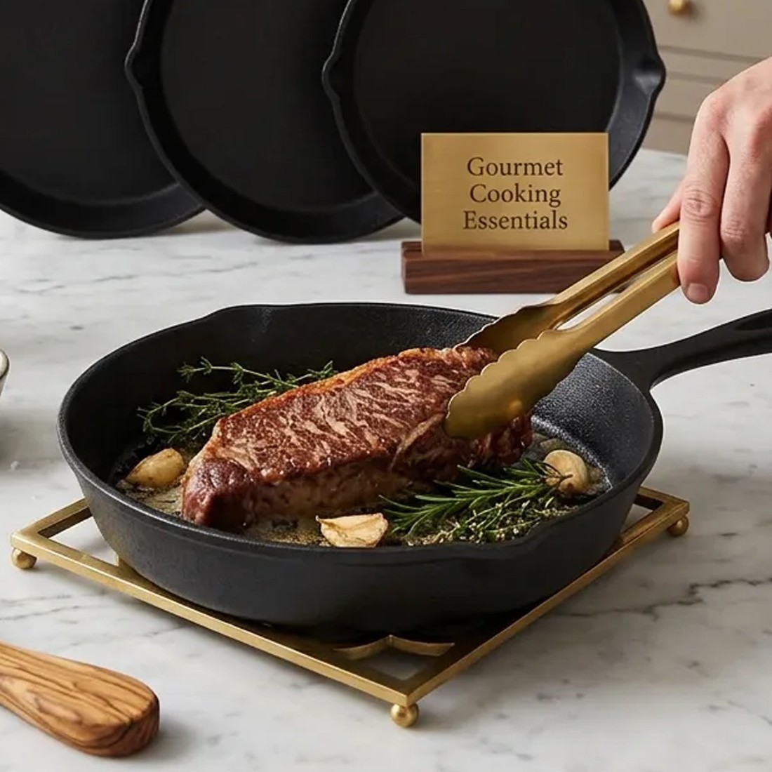 3pcs Pre-Seasoned Cast Iron Skillet Grill Pan With Handle For BBQ,Kitchen — image 6