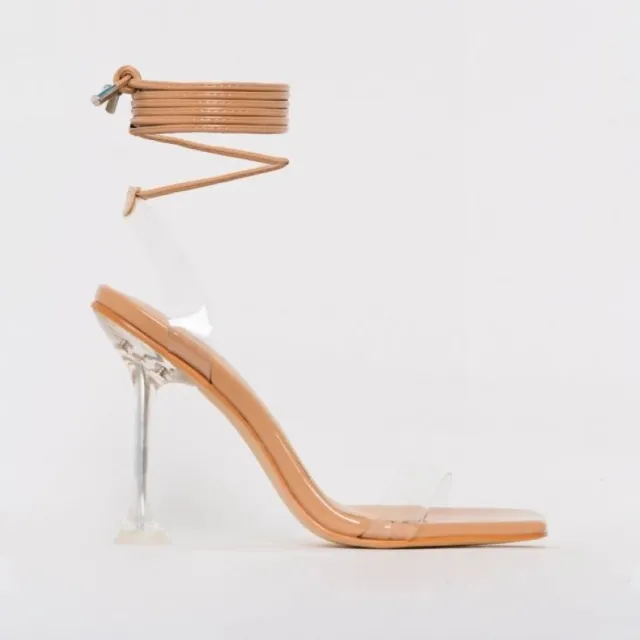 Candy Color Stiletto Sandals With Ankle Straps, Size 43 Women's Shoes Apricot - Shop at LoveMi