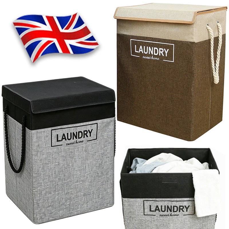 Laundry Basket Dirty Washing Clothes Storage Folding Bin Bag Hamper With Lid