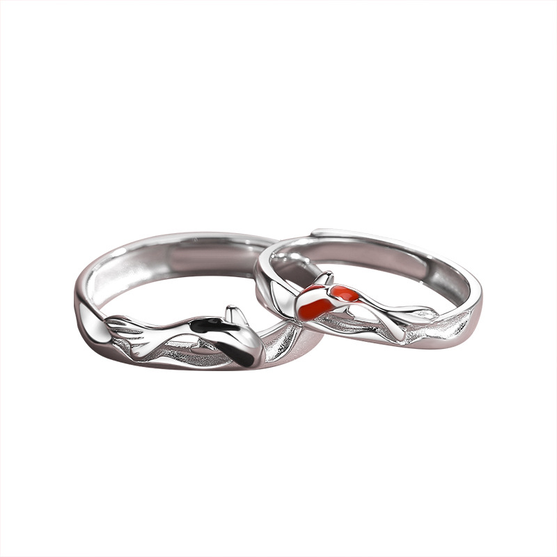 Title 3, 925 Sterling Silver Lucky Koi Couple Ring, symb...