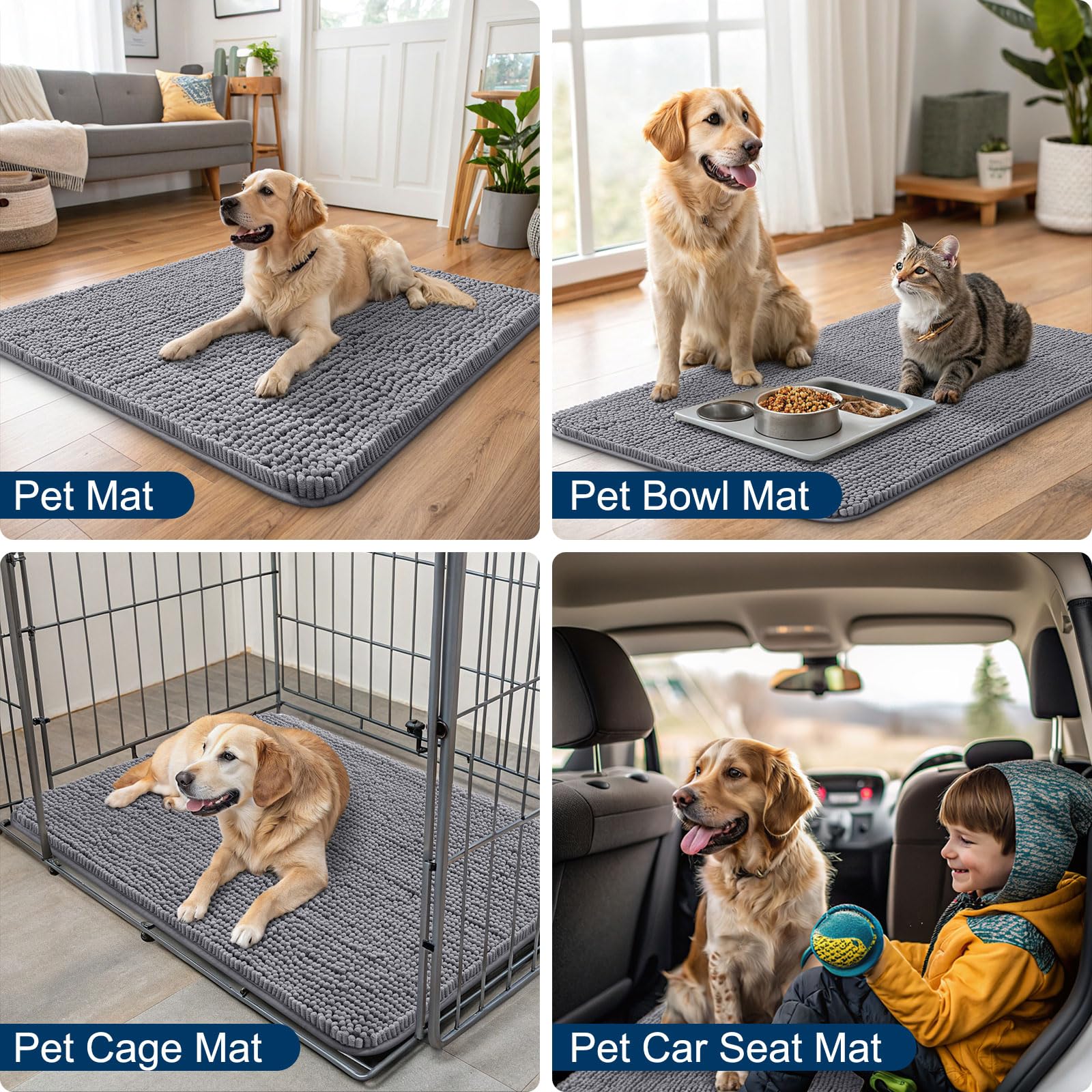 Dog Door Mat For Muddy Paws 30x20, Absorbs Moisture And Dirt Doormat, Non-Slip Washable Quick Dry Chenille Front Door Mat Indoor Entrance, Entryway Carpet For Inside Floor view 6