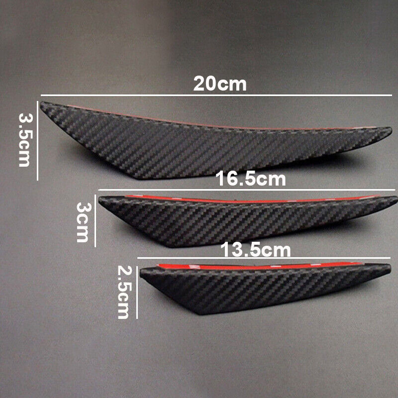 6Pcs Universal Carbon Fiber Car Front Bumper Canards Fins Spoiler Body Splitter — image 8