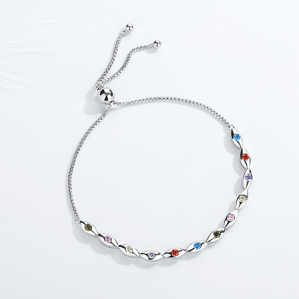 Title 6, S925 Sterling Silver Colorful Horse Eye Bracelet