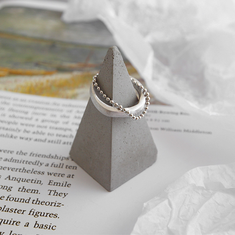 Round Bead Chain Brushed Double Layer Female Ring