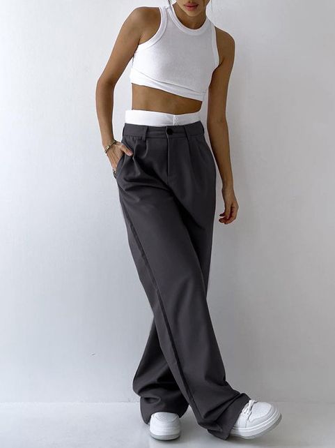 Title 4, Pantalon droit femme avec coutures sauvages. Un...