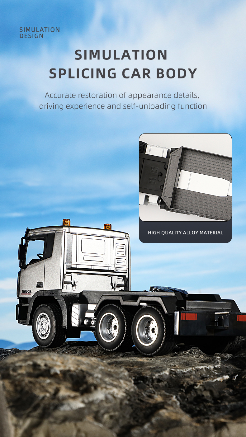 Huina 1318 1-24 Semi-alloy Remote Control Flatbed Trailer Toy 17