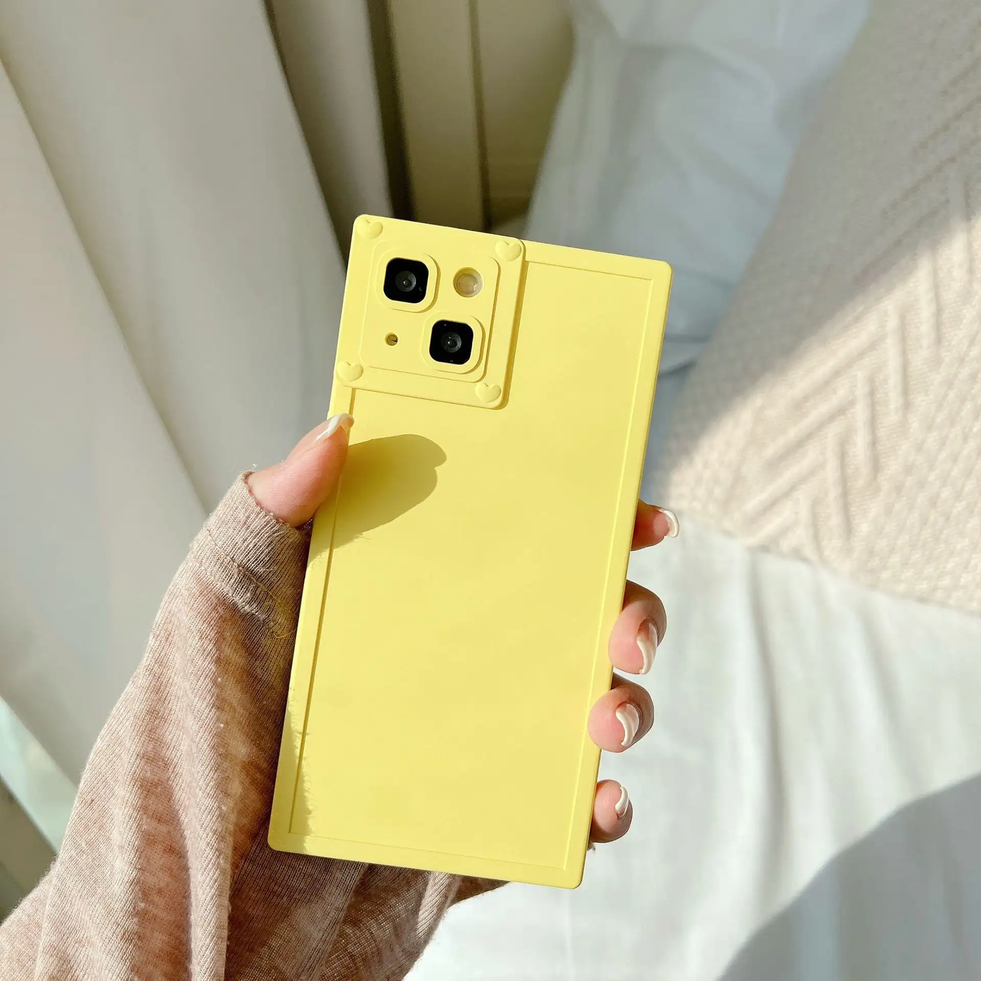 Simple Solid Color Square Phone Case New Niche