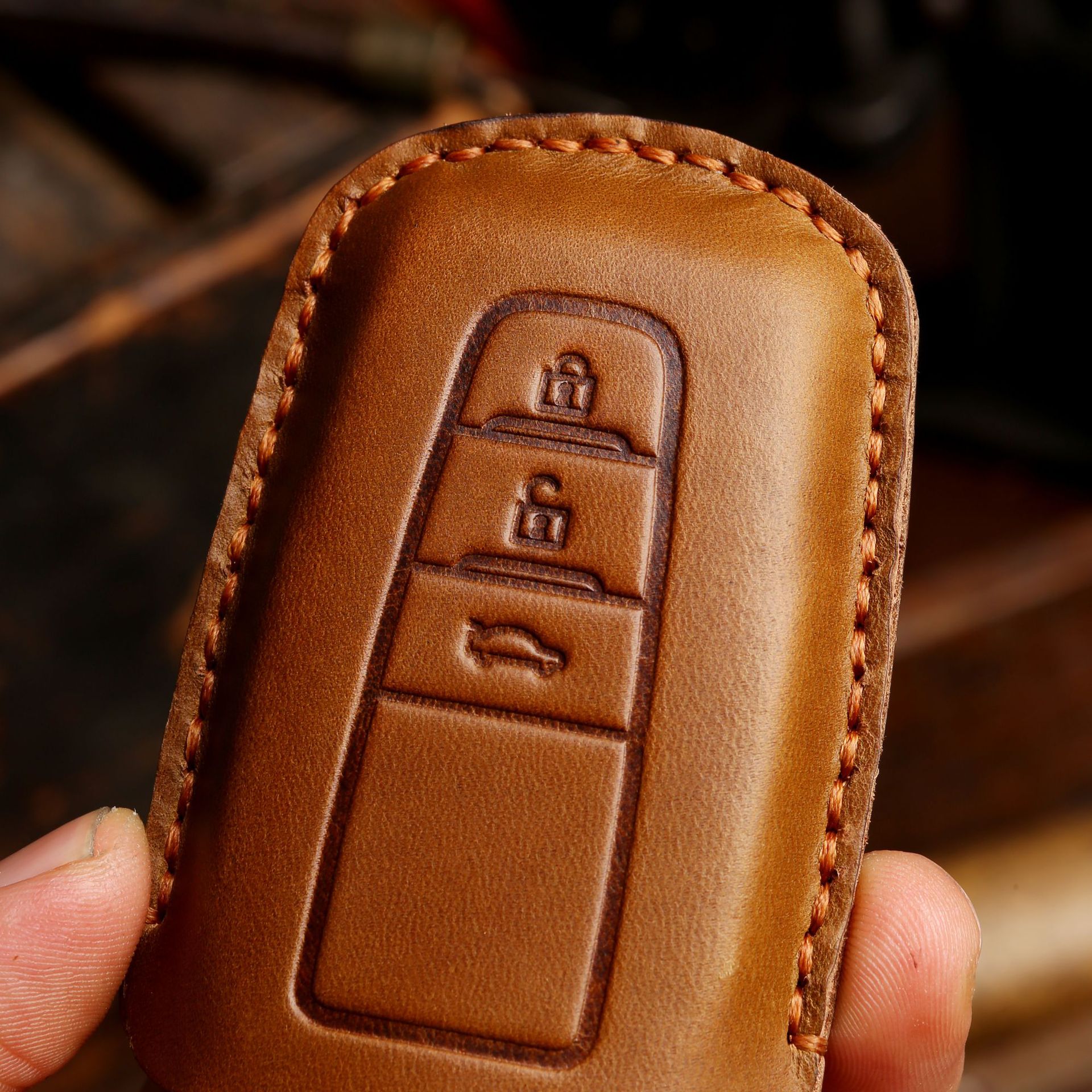 Leather Car Key Case Crazy Horse Leather — foto 2