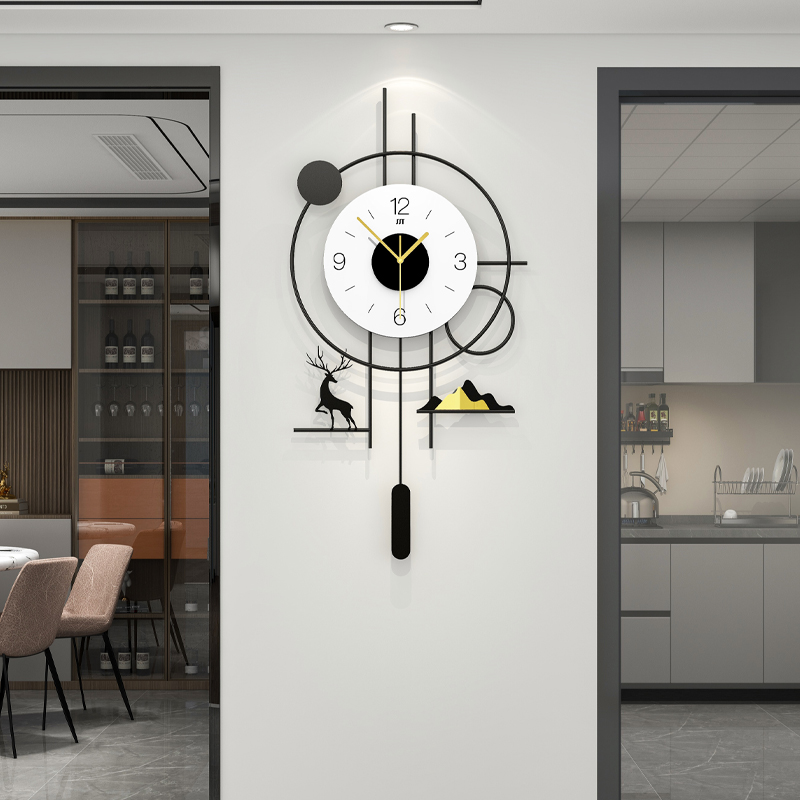 Modern Geometric Wall Clock Minimalist Metal Decor With Pendulum Design 3