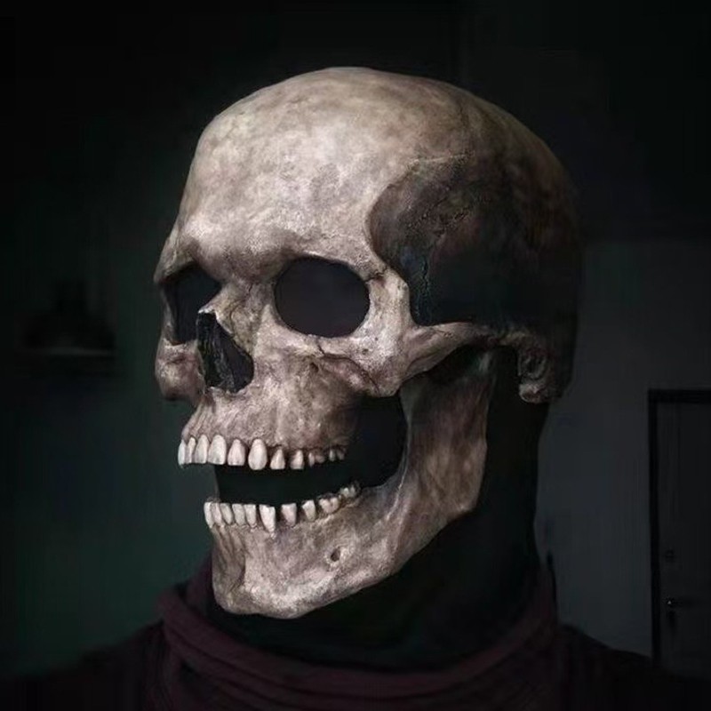 Full Head Skull Mask Helmet W& Movable Jaw Halloween Party Prop Latex Headgear — image 8