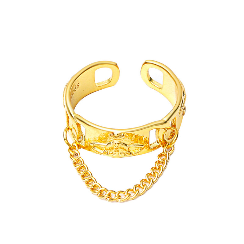Fashion Trend Metal Saturn Ring Distressed Adjustable Index Finger