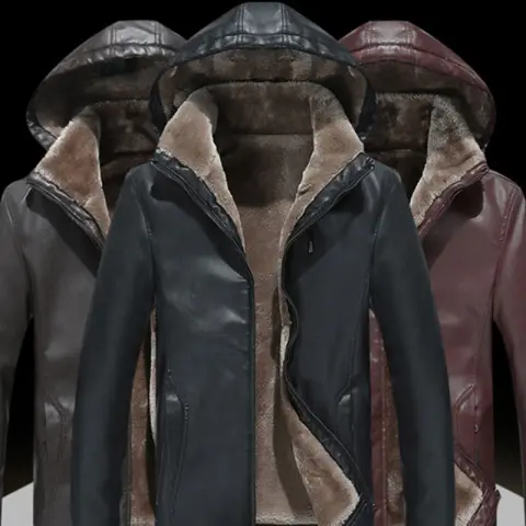 Men's Fashion Casual Zipper Slit Pocket Hooded Turn-down Collar