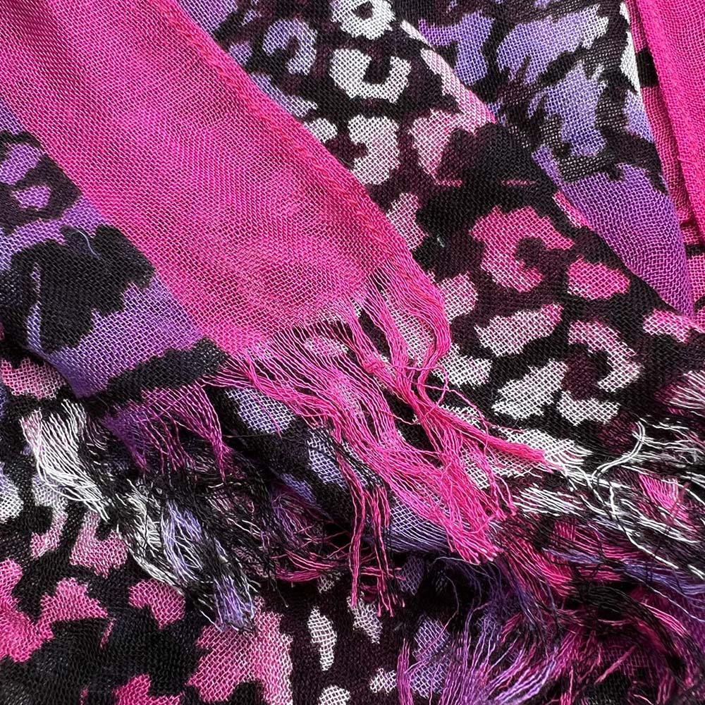 Hot Pink Printed Viscose Scarf - Extra Long Scarf 72inchx22inch - Women's Clothing